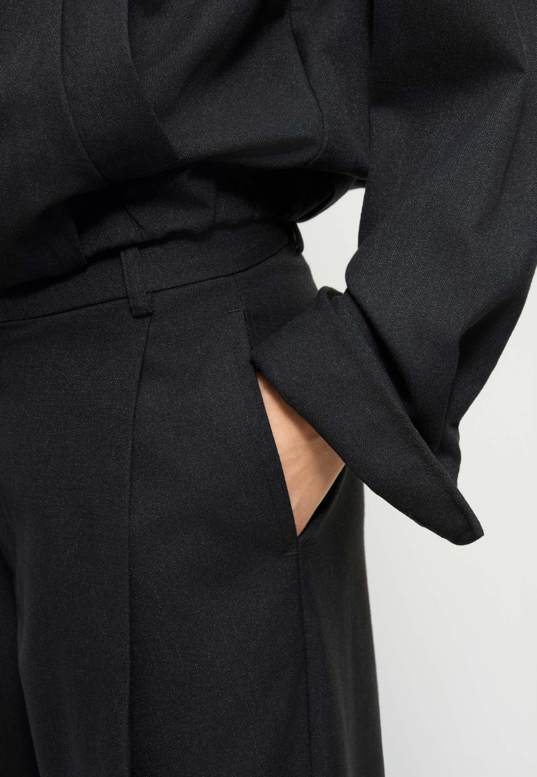 Elvine Admira Pants Black Melange Damen Bundfaltenhose schwarz